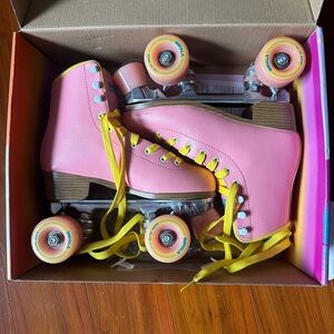 Chic Pink Impala Roller Skates with Yellow Laces Women’s Size 6